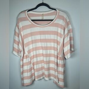 E. C. Striped Pink and White Women's Top w/ Stretch. Size XL.